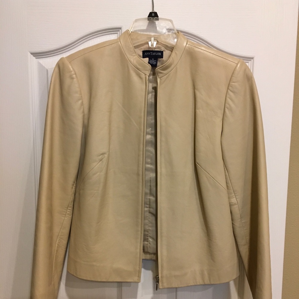 Beige leather jacket